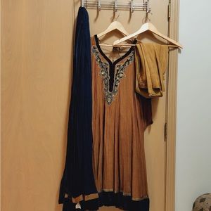 SOLD Mehandi grew and velvet anarkali suit